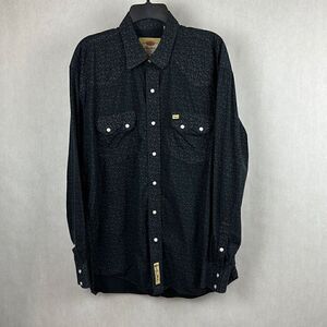 Larry Mahan Cowboy Collection Button Down Shirt Snaps Black Size XL